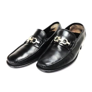 Salvatore Ferragamo Gancini Loafers Leather Shoes 25Cm Men'S Black Black. - Picture 1 of 10