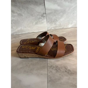 Sam Edelman Vena Wedge Sandals brown Leather Upper slip on Shoes Size 8 - Picture 1 of 7