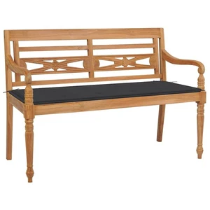 Batavia-Gartenbank mit Anthrazit Kissen 120 cm Teak Massivholz - Bild 1 von 9