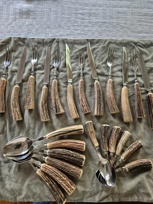 Essbesteck 24Teilig Baron Germany Solingen mit echten Hirschhorn - Bild 1 von 4