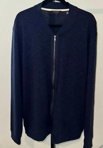 Ted Baker London Jacket US Women’s 7 Full Zip Knit  Pockets Cuffs Navy Blue - Picture 1 of 6