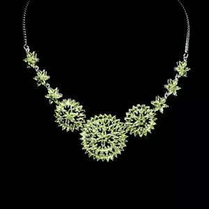 Silver Necklace Peridot Genuine Natural Mined Gems Solid Sterling 18 Inch - Picture 1 of 24