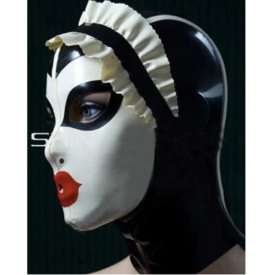 Latex Hood Drama Headgear Maid Rubber Mask Cosplay Fetish Club Party Wear BDSM - Image 1 of 4