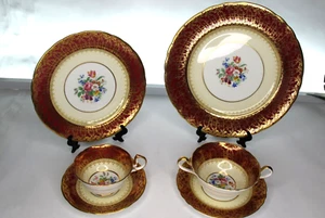 Aynsley Fine Bone China Coventry Cardiff 7840 Burgundy 6-Piece Place Setting - Picture 1 of 9