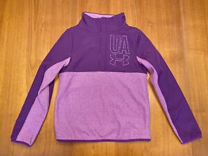 Girls size YMD Youth Medium Under Armour Cold Gear Fleece Lined Pullover Purple