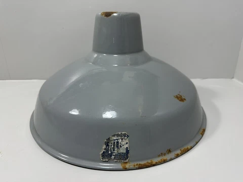 Vintage 1950's 14" Benjamin RLM Industrial Factory Grey Light/Lamp Enamel Shade Cover