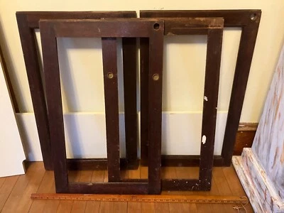 Dos pares (4) puertas correderas antiguas de caoba con marco de vidrio Foto 1 de 4