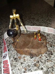 Vintage Folk Art Bowling Figurine + Medal (SEE DESCRIPTION) - Picture 1 of 3