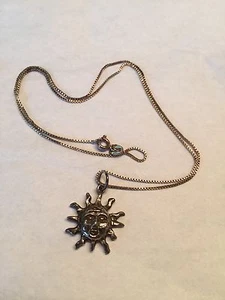 Sterling Silver Sun Sol Pendant On Chain - Picture 1 of 5