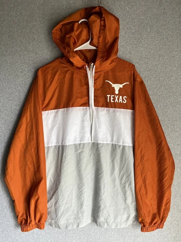 University Of Texas Longhorns Windbreaker Size Large Hooded With Pockets Cover