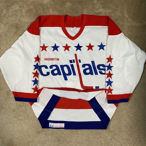 CCM Authentic Washington Capitals Small Block 1985-87 NHL Hockey Jersey White 52 Cover