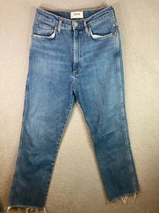 Agolde Jeans Damen 27 blau 90er Pinch Waist Bio Baumwolle gerades Bein roher Saum - Bild 1 von 11