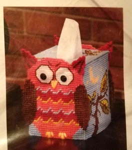 Mary Maxim Owl Tissue Box Cover Plastic Canvas Kit - Picture 1 of 4
