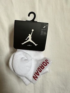 Nike Jordan Jumpman No-Show Kids Socks 3 Pack Sz 7C-10C White Red FREE SHIP - Picture 1 of 4