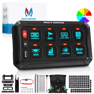 MICTUNING P1s RGB 8 Gang Switch Panel, Toggle Momentary Strobe Pulsed Switch - Picture 1 of 24