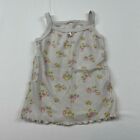 Unbranded Kids Girls 4 White Floral Tank Top with Little Bow Sleeveless Spots
