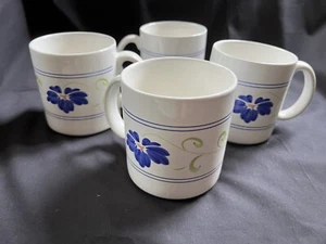 Vintage House Of Lloyd Tea Coffee Cup Mug Blue Daisy Set 4 Mugs - Picture 1 of 6