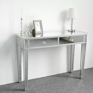 Modern Mirrored Venetian Glass Dressing Console Table with 2 Drawers UK - Picture 1 of 9