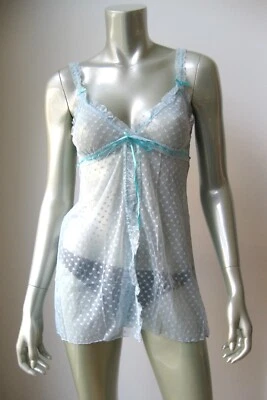 A293 Honeydew Intimates НОВАЯ Кукла Blue Hearts Open Front N Rear Sheer Fishnet - Изображение 1 из 3