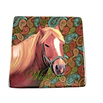 Vintage Cracker Barrel Country Style Wisdom Horse Square Dish Tray Plate - Image 1 of 4