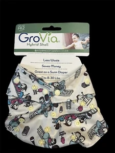 GroVia Hybrid Shell Waterproof Diaper Cover One Size AI2 Shell Cute Print 8-30lb - Picture 1 of 3