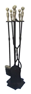 5 Pcs Fireplace Tools Set Wrought Iron Fire Place Accessories Tools Holder Black - Picture 1 of 9