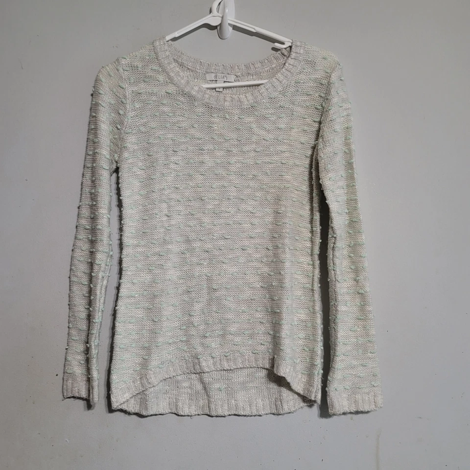 Suéter Top Delia's De Colección Talla Pequeña S Crema Y Verde Menta Lunares Suizos Años 2000 Y2k Foto 1 de 4