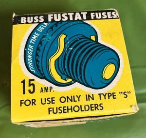 1 Box of 4 New Buss FUSTAT 15 Amp Fuses Type "S" - Picture 1 of 6