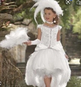 Chasing Fireflies Wishcraft White Swan Costume Dress Tail, Headpiece, Fan, Sz 10 - Picture 1 of 6