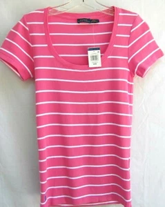 RALPH LAUREN..SCOOP NECK.PINK & WHITE..STRIPED..COTTON KNIT..TUNIC..TOP..NEW MED - Picture 1 of 4