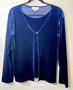 Impressions of California Y2K Vintage Velvet Blue Cardigan/Cami Top M Fairycore - Bild 1 von 8