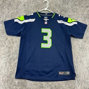 Seattle Seahawks Jersey Boys Extra Large Blue #3 Russell Wilson On Field Nike