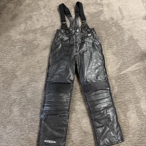 Vintage Polaris Leather Snowmobile Suit Medium Black Hein Gericke Jacket Pants - Picture 1 of 12