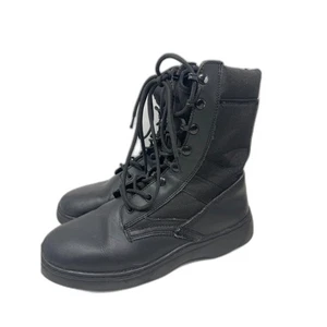 Black Leather Upper Combat Work Cadet Boots Oil Resistant Style #9860 Men's Sz 8 - Picture 1 of 8