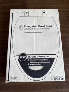 Kohler 20466-0 Stonewood Elongated Toilet Seat with Quiet-Close~White~18 5/8” - Picture 1 of 4