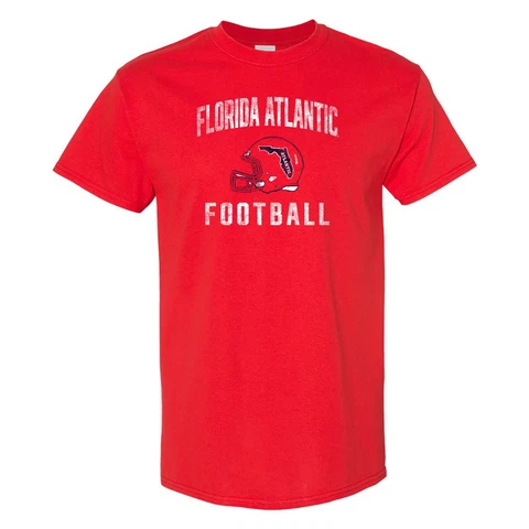 Florida Atlantic Owls Faded Football Helmet T Shirt - Red Cover