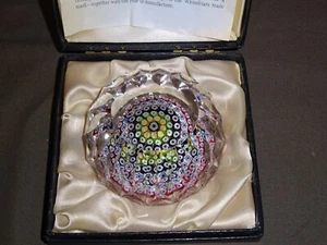 1970's Boxed Whitefriars Glass Millefiori Cane Paperweight Full Lead Crystal #6 - Picture 1 of 9