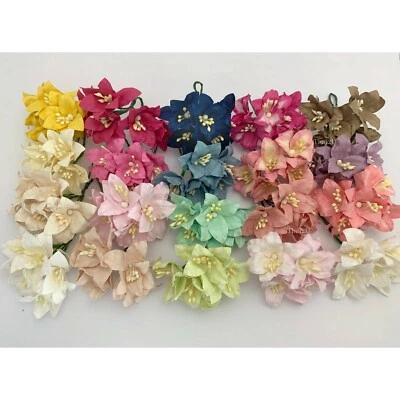 100 MIXED of 19 Colors Medium Lily Paper Flower Wedding Scrapbook (LY1-Mixed-B2) - Image 1 of 2