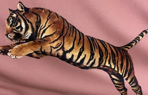 Paloma Faith Pouncing Tigers Blossom Cushion Cover Velvet Fabric **PER METRE** - Picture 1 of 8