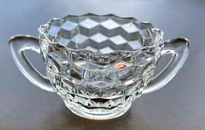 Jeannette Cube Clear, Open Sugar Bowl, Cubist 2.5" Tall, Fostoria American - Picture 1 of 9