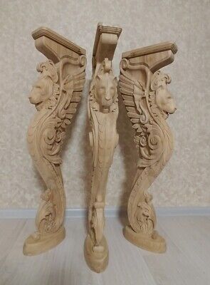 38  Wooden Stairs Baluster Newel, Oak Carved  Gryphon Statue, Decorative Element • 658.90$