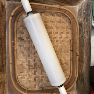 VTG 1950'S Melamine Rolling Pin White,  Chrome & Black Accents MCM - Picture 1 of 6