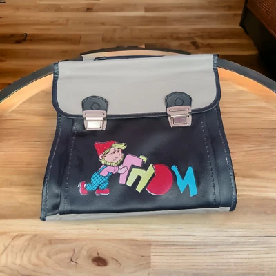 Vintage school bag Gnome with cartoon heroes - Soviet rare bag - USSR bordeaux - Imagem 1 de 4