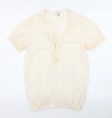H&M Womens Ivory Cotton Blend Blouse Size 6 - Image 1 of 4