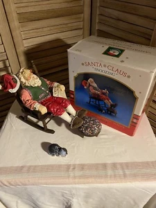 Kurt Adler 1990 Snoozing Santa Fabric Mache Christmas Figure In Box - Picture 1 of 5