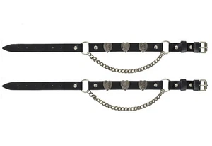 Correas para Botas de Motocicleta Manos de Oración, Negro (2 Set) - Cuero Cadena Talón Hebilla al Tobillo - Imagen 1 de 4