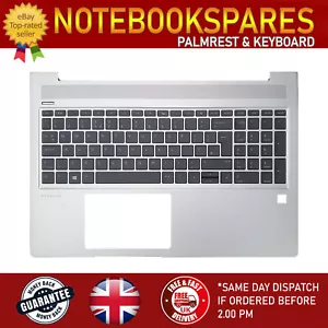 FOR HP PROBOOK 450 G6 NOTEBOOK PC SERIES SILVER TOP COVER PALMREST UK KEYBOARD - Picture 1 of 5