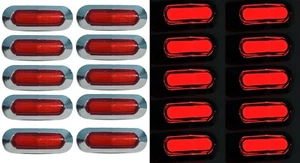20x 24V Cromo Rosso Segnapasso Luci LED Lente Colorata Telaio Camion Camion - Foto 1 di 5