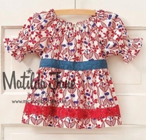 Matilda Jane Hello Lovely Red Floral Crimson Cutie Top Size 6 GUC - Picture 1 of 9