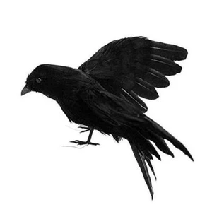 5.9" Black Feathered Crows Realistic Raven Handmade Black Flying Crow - Picture 1 of 8